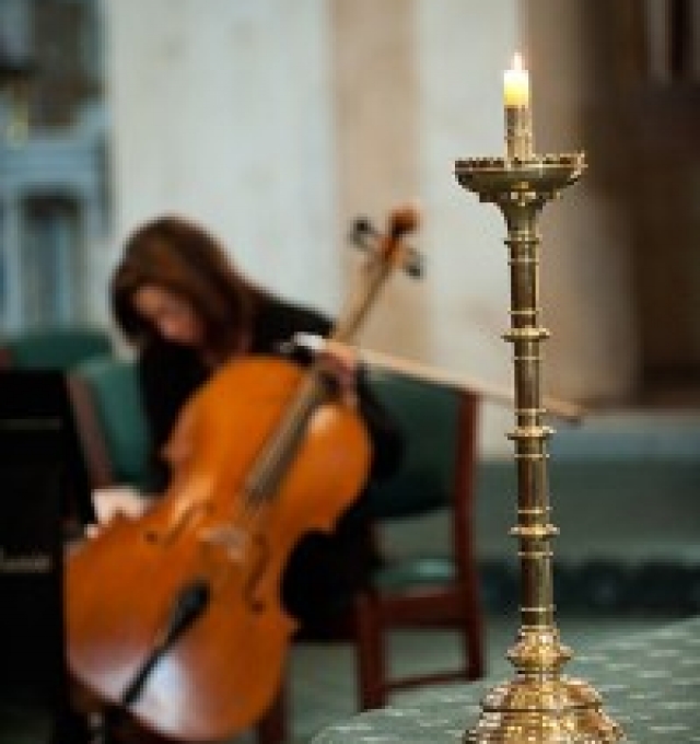 Cello at church wedding ceremony.