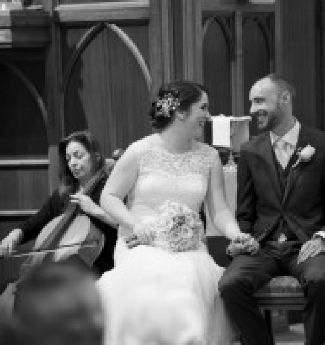 Happy couple at their wedding ceremony